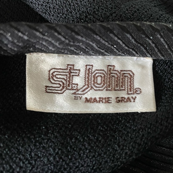 St. John by Marie Gray Dress Size 4 Vintage 70s Plunging Back Santana Knit Black - Picture 5 of 6